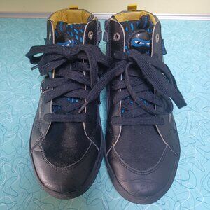 Geox cloth and leather kids high top sneakers